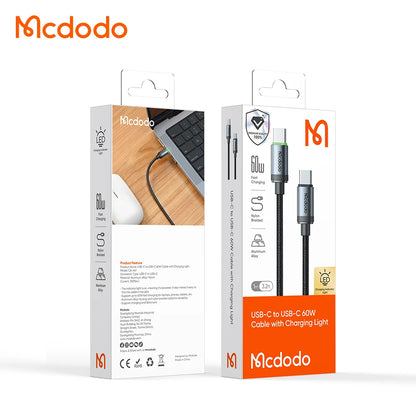 Mcdodo nouveau bon boîtier en métal / charge rapide 60W USB type-c / 1M