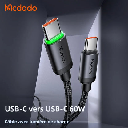 Mcdodo nouveau bon boîtier en métal / charge rapide 60W USB type-c / 1M